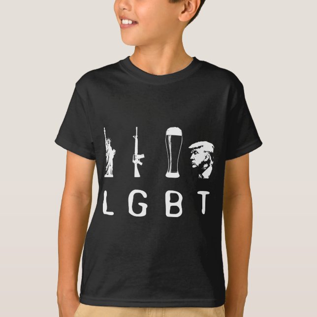Camiseta Liberty Guns Beer Trump LGBT Gif (Anverso)