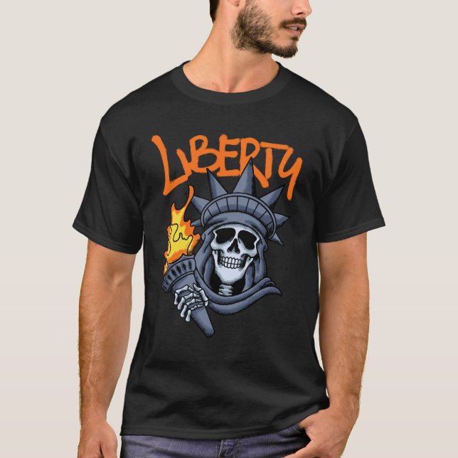 Camiseta Liberty Holding Flaming streetwear  (Anverso)