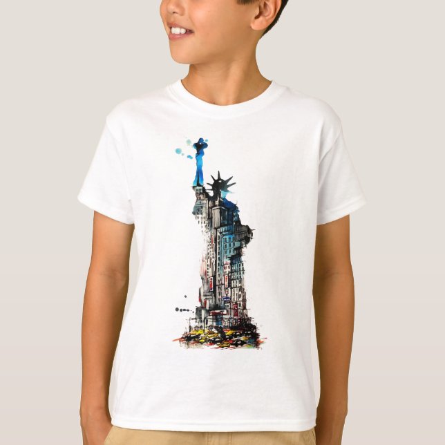 Camiseta Liberty New York City Travel Love Watercolor (Anverso)