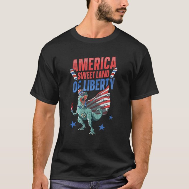 Camiseta Libertysaurus Rex America Sweet Land Of Liberty 4t (Anverso)