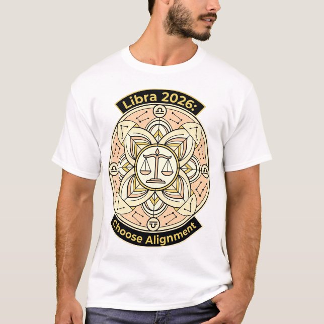 Camiseta Libra 2026 Zodiac Scales Mandala – Balance & Harmo (Anverso)