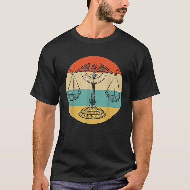 Camiseta Libra Art Zodiac Rótulo Escala de la justicia B (Anverso)
