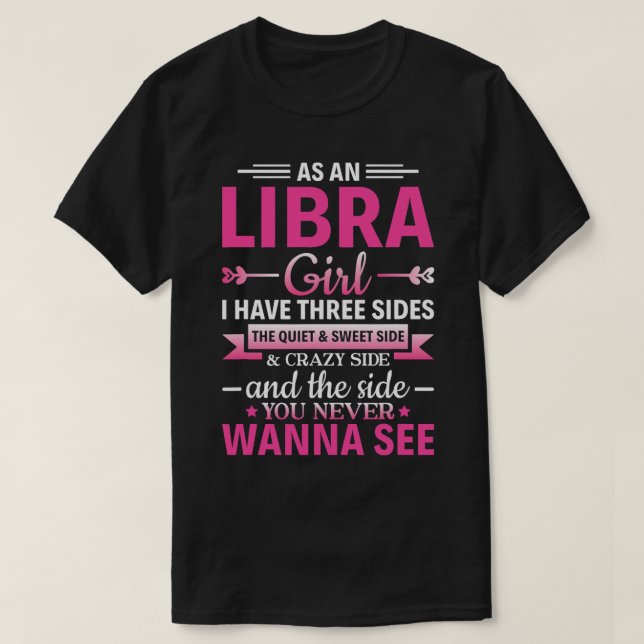 Camiseta Libra Chica Astrología Zodiac Rótulo Libra Horósco (Diseño del anverso)