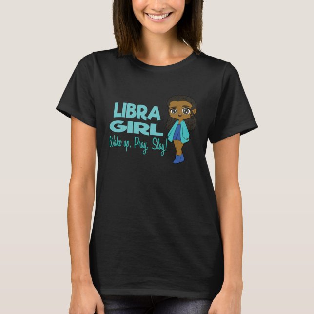 Camiseta Libra Girl Black Queen Black Women Afro Zodiac (Anverso)