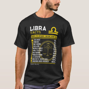 Camiseta Libra Hechos Impresionante Rótulo Zodiaco Libra Cu
