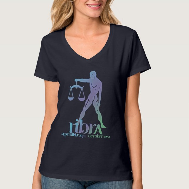 Camiseta Libra la astrología de las escalas Zodiac azul y p (Anverso)