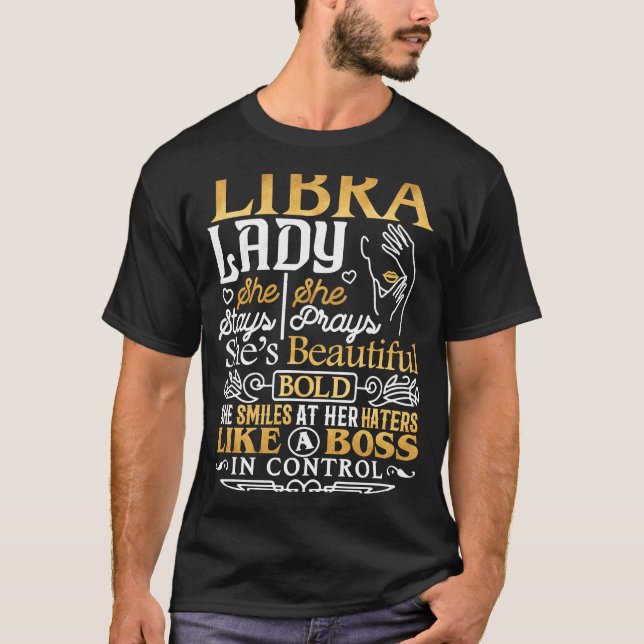 Camiseta Libra Lady Astrología Rótulo Zodiac Chica de la mu (Anverso)