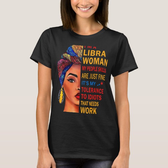 Camiseta Libra Mujer Mi Gente Habilidades Cumpleaños Libra  (Anverso)