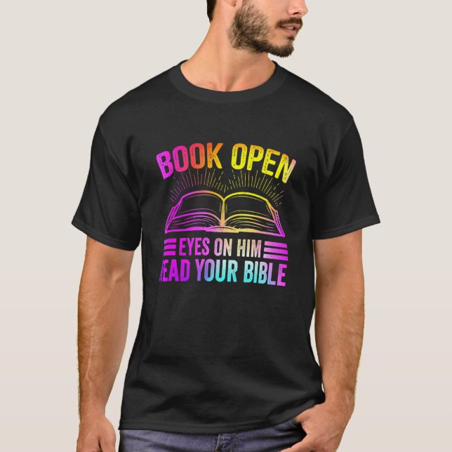 Camiseta Libra Ojos Abiertos Sobre Él Leer Tu Biblia (Anverso)