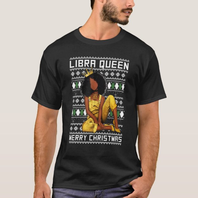 Camiseta Libra Queen Merry Christmas For Black Women (Anverso)