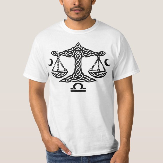 Camiseta Libra Sigilo de la Luna‑Escala Celta | Tinta Burns (Anverso)