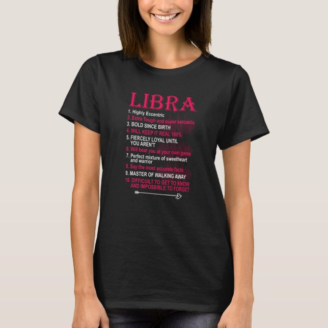 Camiseta Libra Zodiac Chicas de cumpleaños dicen (Anverso)