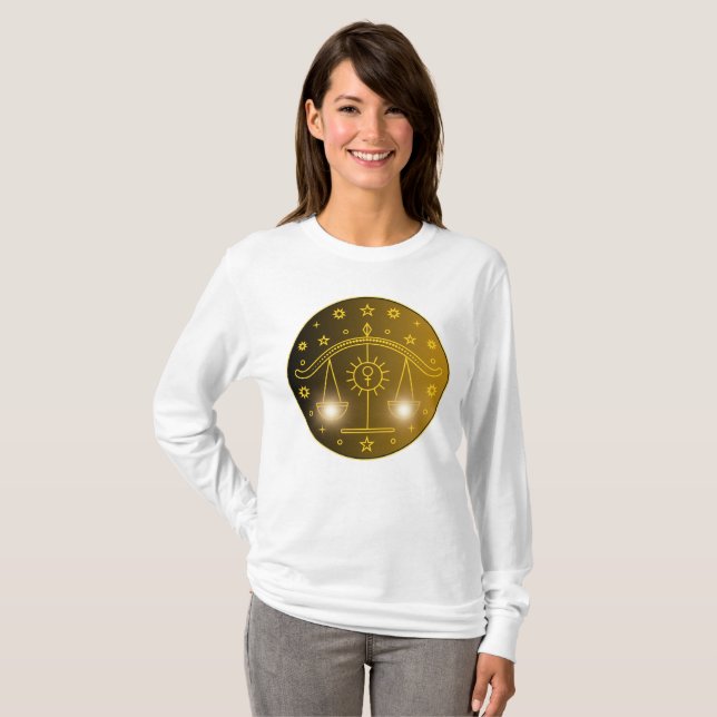 Camiseta Libra Zodiac Emblem | Minimal Celestial Symbol (Anverso completo)
