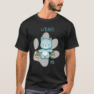 Camiseta Libra Zodiac Rótulo Gato Astrología Graciosa Gatos