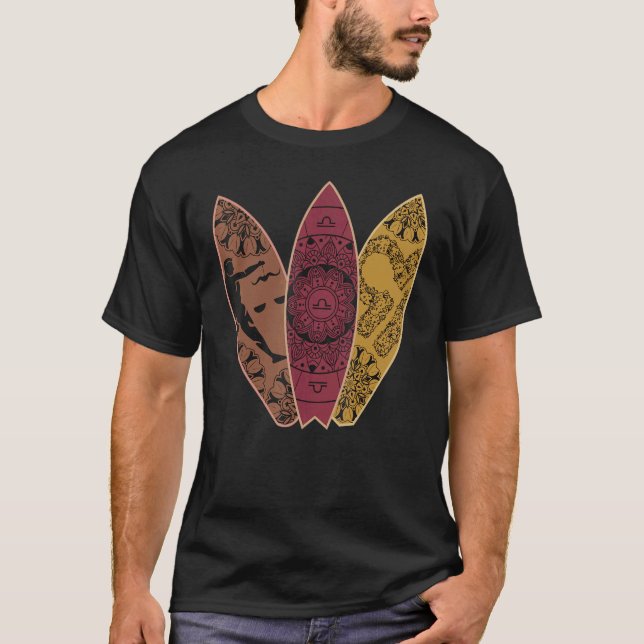 Camiseta Libra Zodiac Surfboard Surfing Horoscope (Anverso)