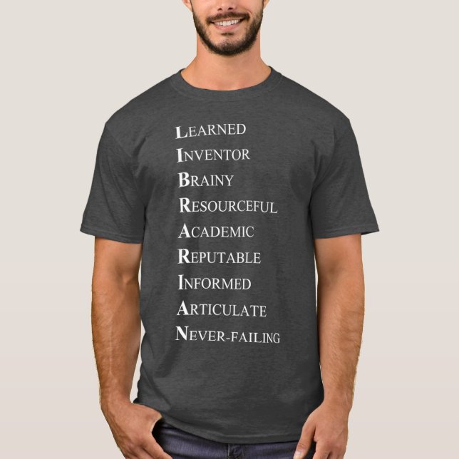 Camiseta Librarian Acrostic  Adjectives Describing (Anverso)