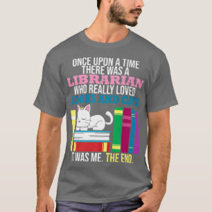 Camiseta Librarian Loved Books And Cats Reading Bookworm 
