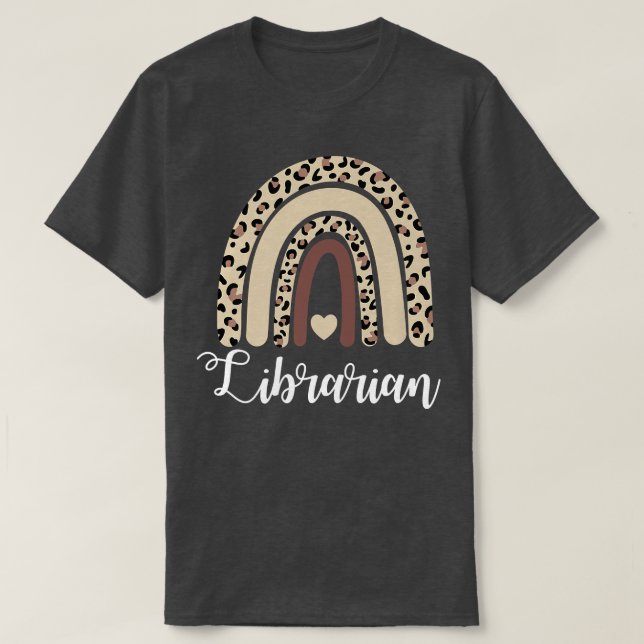 Camiseta Librarian Rainbow Boho Leopard Library Book Lover  (Diseño del anverso)