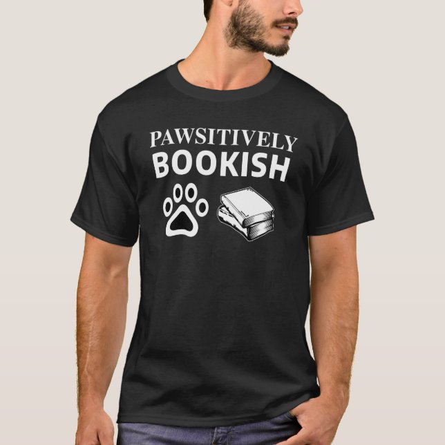 Camiseta Library Themed Pawsitively Bookish Books and Dogs (Anverso)