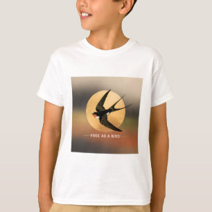 Camiseta Libre como pájaro - Elegante golondrina con sol do