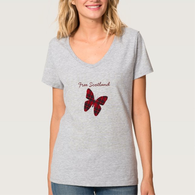 Camiseta libre de la mariposa del tartán de (Anverso)