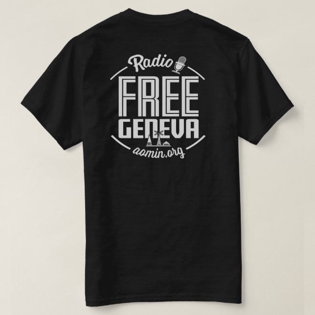 Camiseta libre de radio de Ginebra (negro) (Reverso del diseño)