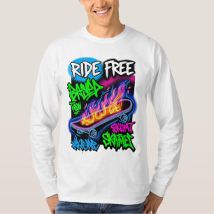 Camiseta "Libre de viajes - Diseño de skateboard al estilo 