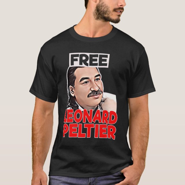 Camiseta LIBRE LEONARD PELTIER prisión retro (Anverso)