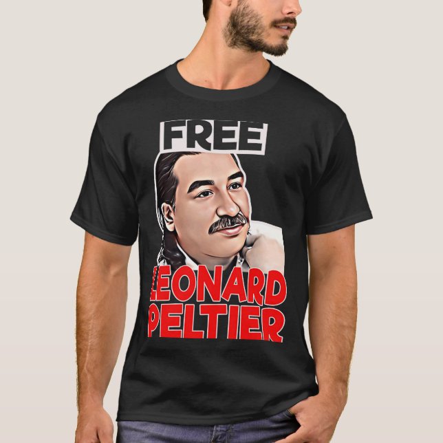 Camiseta LIBRE LEONARD PELTIER prisión retro (Anverso)