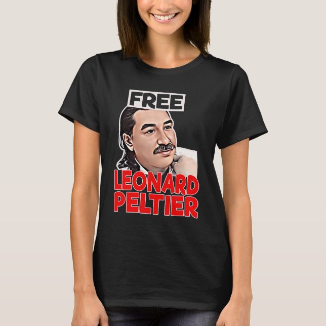 Camiseta LIBRE LEONARD PELTIER prisión retro (Anverso)