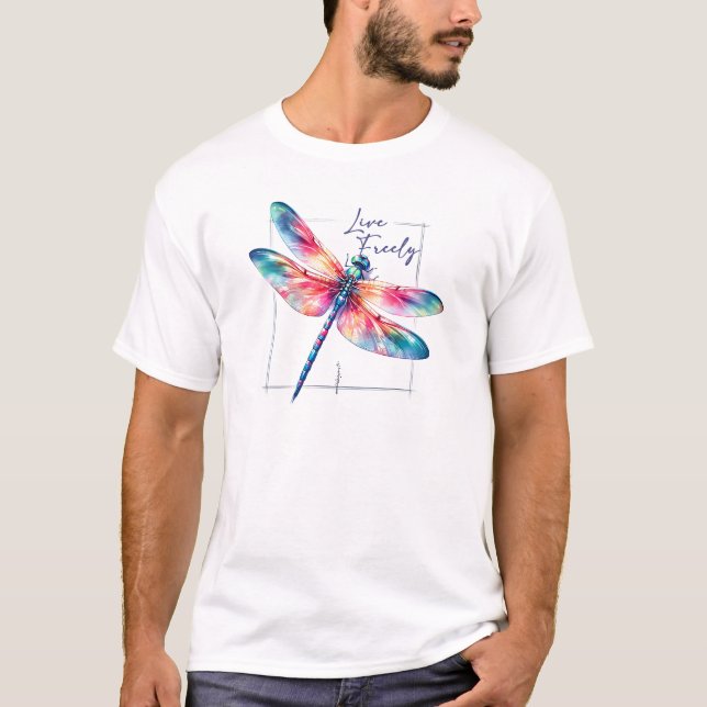 Camiseta Libremente en vivo - Inspirador colorido de la lib (Anverso)