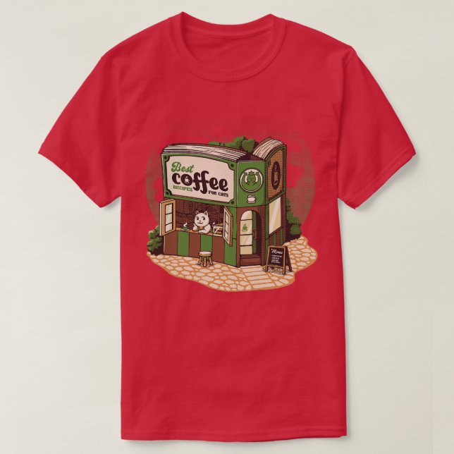 Camiseta Librería de Coffeeshop Cats, por Tobe Fonseca (Diseño del anverso)