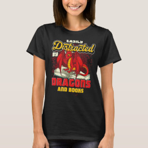 Camiseta Librero bibliotecario leyendo libro de dragón