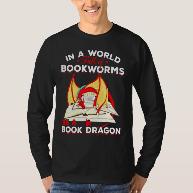 Camiseta Librero Creatura mítica Dragón libro de lectura (Anverso)