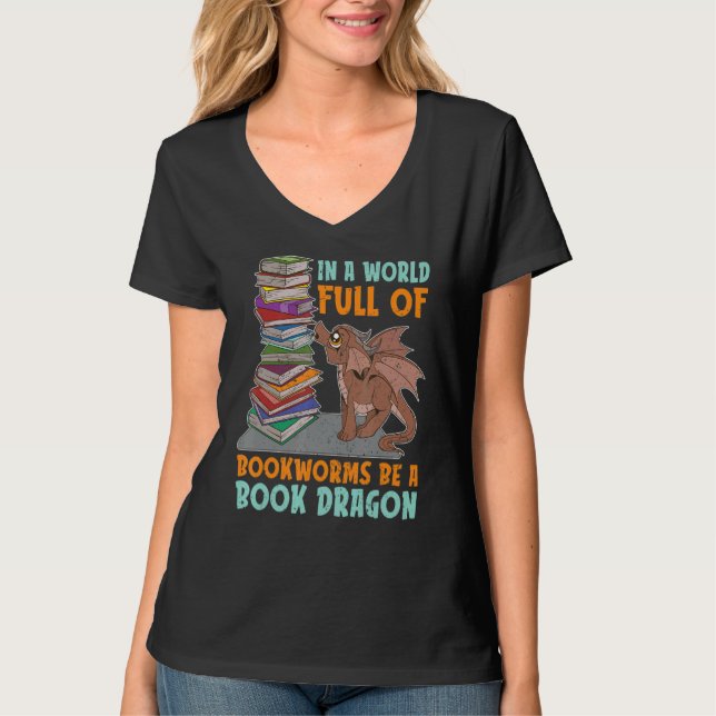 Camiseta Librero Nerd libro animal Dragon Librarian Readin (Anverso)