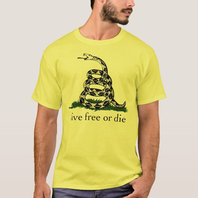 Camiseta Libres vivos de la bandera de Gadsden o mueren (Anverso)