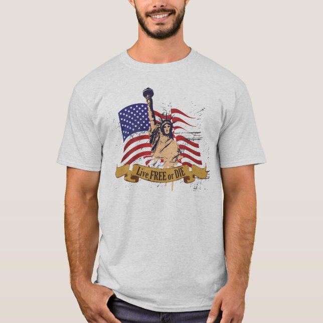 Camiseta Libres vivos o mueren bandera americana de la (Anverso)