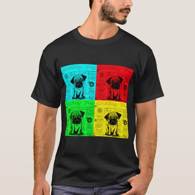 Camiseta Libreta de dibujos de Pug 5 POP ART (Anverso)