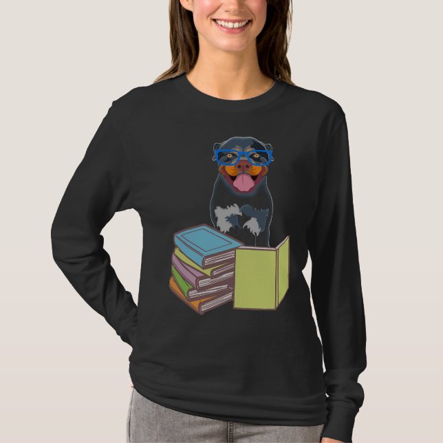 Camiseta Libro apasionado de librería de perro de popa de c (Anverso)
