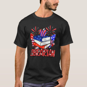 Camiseta Libro Bibliotecario Fuerte La Bandera Estadouniden