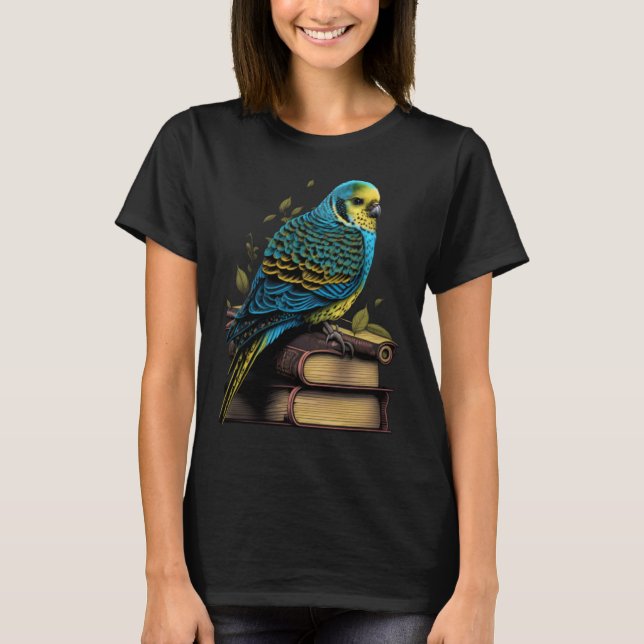 Camiseta Libro Budgie Budgerigar Parakeet Bird Bookworm Lee (Anverso)