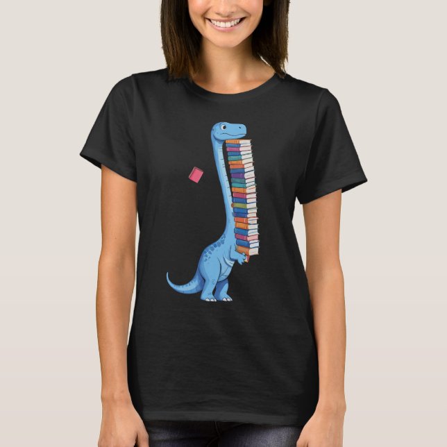 Camiseta Libro cargando dinosaurios leyendo Dino (Anverso)