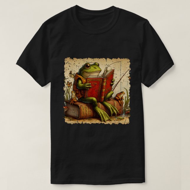Camiseta Libro clásico de la pesca de rana de sapo de rana  (Diseño del anverso)