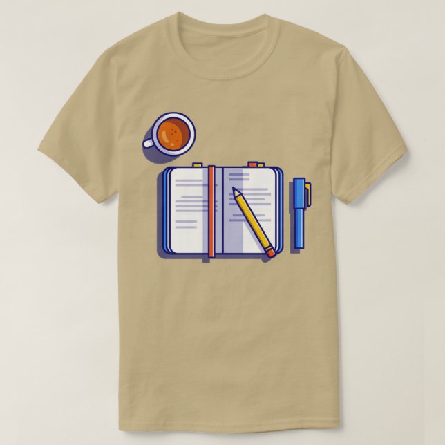 Camiseta Libro Con Lápiz Y Café (Diseño del anverso)