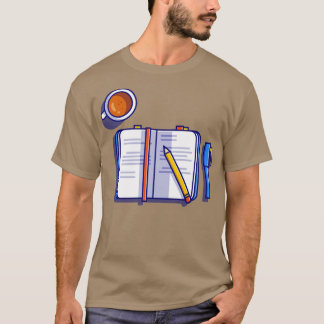 Camiseta Libro Con Lápiz Y Café