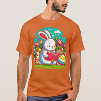Camiseta Libro de acuarela de conejo lindo leyendo conejo