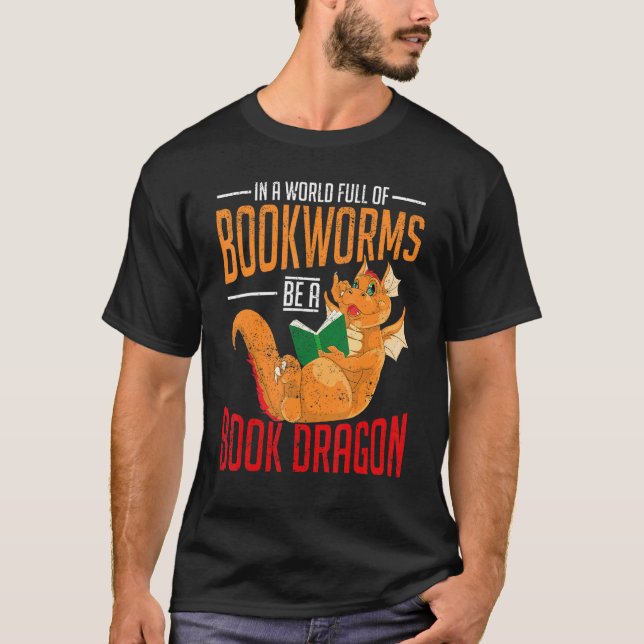 Camiseta Libro de gusanos de biblioteca Dragon Librarian Fa (Anverso)