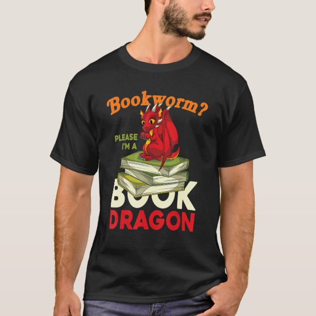 Camiseta Libro de gusanos de biblioteca leyendo dragón de l (Anverso)