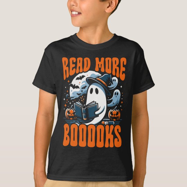 Camiseta Libro de Halloween Lover Ghost Boo Pun Leer más li (Anverso)