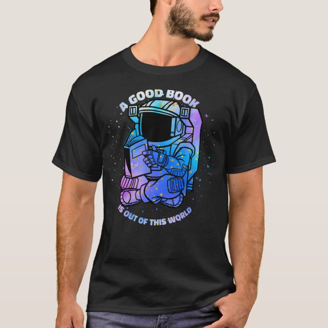 Camiseta Libro de lectura astronauta en el espacio (Anverso)